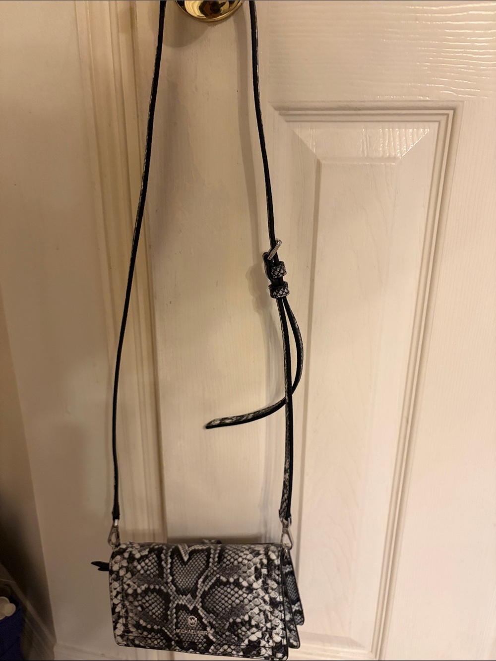 Michael Kors Black & White Snake-Print Crossbody